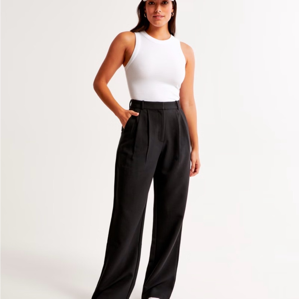 Black Curve Love A&F Sloane Tailored Wide Leg Pant
